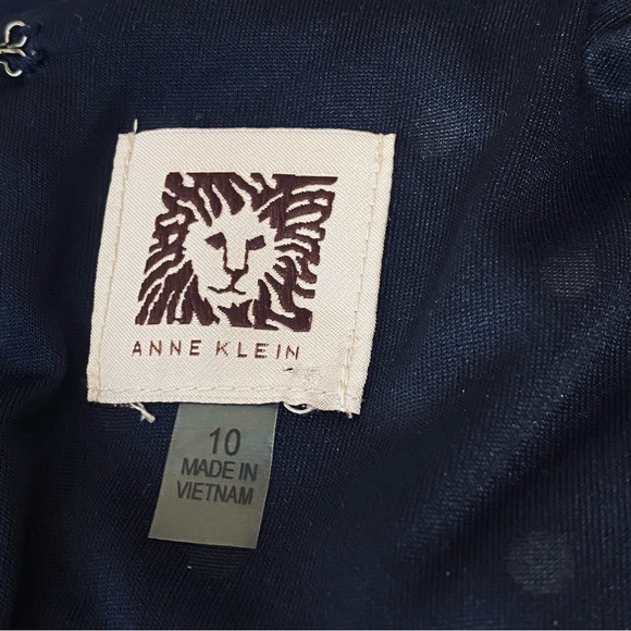 Anne Klein Navy and White Polka Dot Midi Dress Sz 10 - Picture 8 of 12